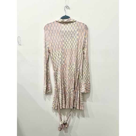 NWT Free People Rhetta Floral Long Sleeve Mini Wrap Dress Light Combo Women's L - Picture 3 of 5